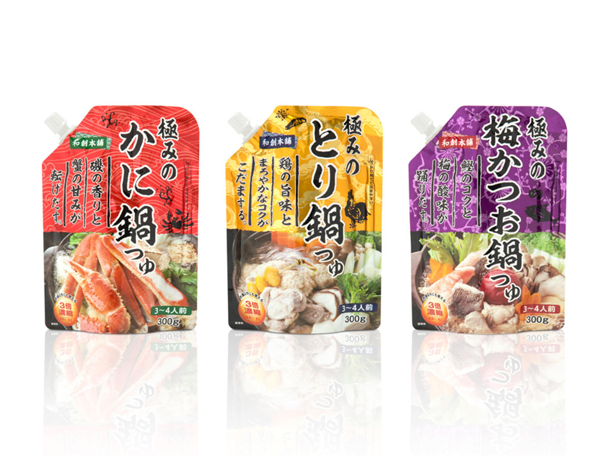 三井食品 「鍋つゆ」シリーズ<br>パッケージデザイン パッケージデザイン 
