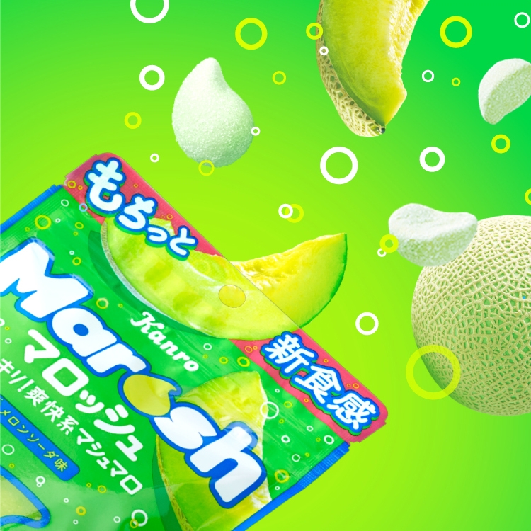 Marosh マロッシュ メロンソーダ味<br>パッケージデザイン（食品 / 飲料）| 株式会社T3デザイン【パッケージデザイン会社】