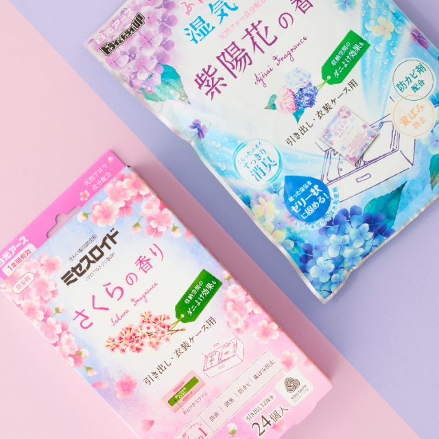 白元アース株式会社ミセスロイドさくらの香り ／<br>ドライ＆ドライUP　紫陽花の香り<br>パッケージデザイン パッケージデザイン