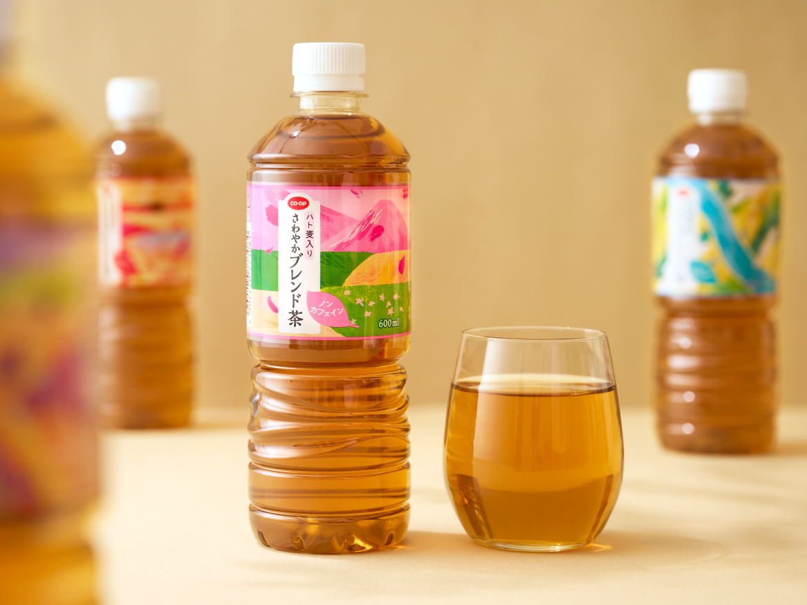 CO・OPハト麦入りさわやかブレンド茶ノンカフェイン 600mlパッケージデザイン パッケージデザイン 